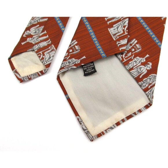 Vintage 70s Wide Tie Lot Egyptian Warrior Geometric Tribal Print Retro Neckties - Picture 9 of 16